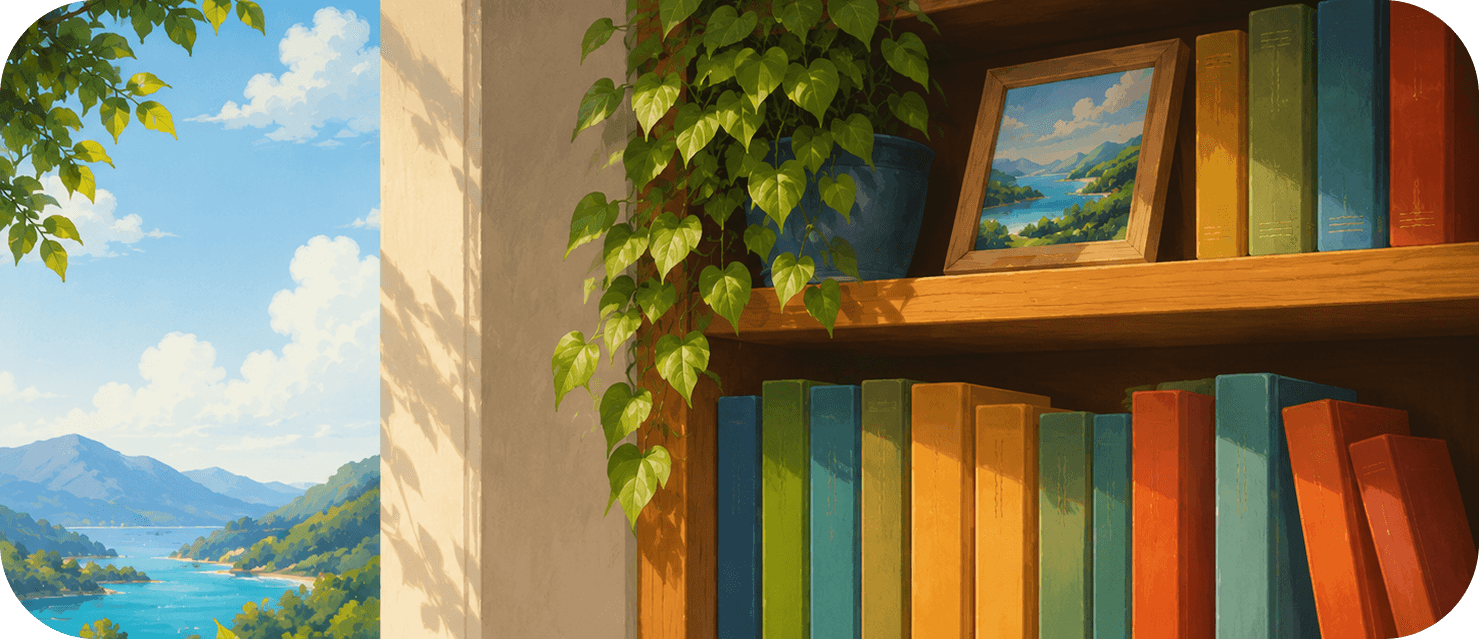 Lakeside houses at golden hour